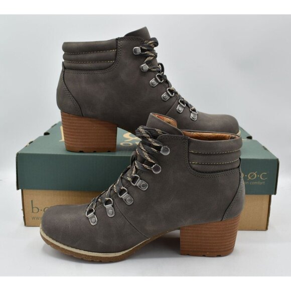 B.O.C By Born Womens Size 9 Alder Light Grey Nubuck PU Heeled Booties Boots - Picture 4 of 12